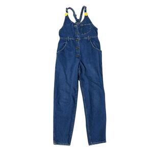 Lee Bib Overalls Vintage Button Front Size 9 USA 80s Blue Jean denim Womens Med